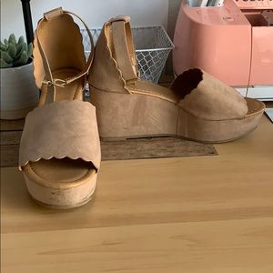 Tan platform wedges